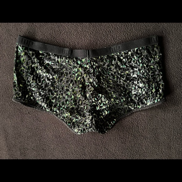 Male Power Men’s Square Cut Semi Sheer Animal Print Velvet Felt Like Feel Rare! - Picture 2 of 7